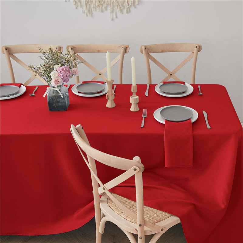 Tovaglia rettangolare per tavolo da pranzo rosso puro 90x132 pollici 100% poliestere senza rughe per ristorante