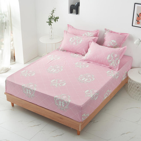 Casa Prodotto Comodo set di biancheria da letto in tessuto di cotone con lenzuolo con angoli rosa