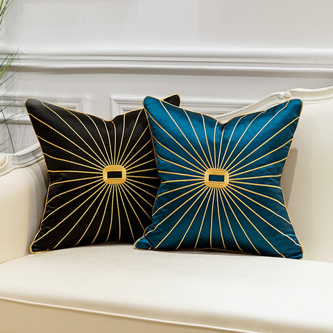 Divano di lusso Nuovo stile ricamo Royal Blue Silky Decora il cuscino della copertura del cuscino