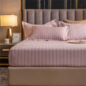 Tessuto di cotone con tasche profonde dal design moderno per set completo di biancheria da letto a righe