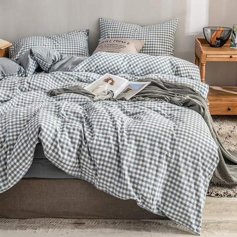 Biancheria da letto per la casa Comodo set di lenzuola in cotone scozzese dal design moderno